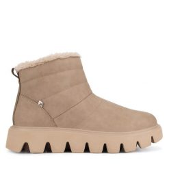 Trzewiki Rieker Revolution Lifestyle. Brązowe botki damskie Rieker Revolution Lifestyle, bez obcasa, na płaskiej podeszwie, bez zapięcia. Za 375.00 zł.