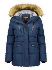 Geographical Norway Kurtka zimowa "Crown" w kolorze niebieskim rozmiar: L. Niebieskie kurtki damskie Geographical Norway, na zimę, l, bez wzorów, z puchu, bez kaptura. Za 272.31 zł.
