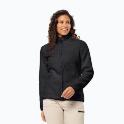 Bluza polarowa damska Jack Wolfskin High Curl. Czarne bluzy damskie Jack Wolfskin, bez wzorów, z polaru, bez kaptura. Za 409.99 zł.