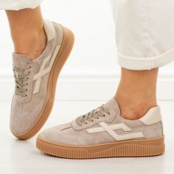 Khaki skórzane półbuty damskie Cambell 40345. Brązowe obuwie sportowe casual damskie Cambell, na jesień, z dresówki, bez zapięcia. W wyprzedaży za 210.32 zł.