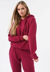 Bluza oversize z kapturem B-AIKA. Czerwone bluzy damskie Volcano, l, bez wzorów, z bawełny, z kapturem. Za 169.99 zł.