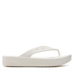 Japonki Crocs. Białe klapki damskie Crocs, bez wzorów, bez obcasa, bez zapięcia. Za 149.99 zł.