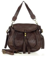 Saddle bag c. brązowy caffe Marco Mazzini v67e. Brązowe shopper bag bez wzorów, z materiału, na ramię, małe, bez dodatków. Za 599.00 zł.