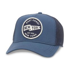 Czapka z daszkiem American Needle Valin New York Trucker - SMU679A-NY. Niebieskie czapki z daszkiem damskie American Needle, bez wzorów. Za 89.00 zł.