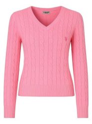 U.S. Polo Assn. Sweter w kolorze jasnoróżowym rozmiar: L. Różowe swetry klasyczne damskie U.S. Polo Assn., l, z bawełny, bez kołnierzyka. Za 135.49 zł.