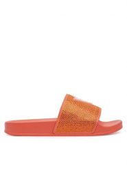Guess Klapki E4GZ25BB00F Pomarańczowy. Brązowe klapki damskie Guess, z aplikacjami, z tworzywa sztucznego, bez obcasa, bez zapięcia. Za 109.99 zł.