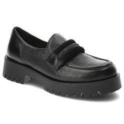 Czarne Półbuty Lemar Eleganckie Skórzane Buty. Czarne półbuty damskie Lemar, na wiosnę, bez wzorów, z futra, bez obcasa, bez zapięcia. Za 359.00 zł.