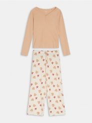 Bawełniania piżama dwuczęściowa z nadrukiem misiów - czerwony. Czerwone piżamy damskie Sinsay, bez wzorów, z bawełny, bez ramiączek. Za 59.99 zł.