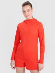 4F Bluza treningowa regular szybkoschnąca damska - czerwona S. Czerwone bluzy damskie 4F, s, bez wzorów, z dzianiny, z kapturem. W wyprzedaży za 139.99 zł.