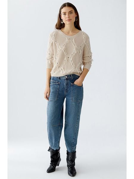 Oui Sweter w kolorze beżowym rozmiar: 44. Brązowe swetry klasyczne damskie Oui, z wełny, bez kołnierzyka. Za 287.84 zł.