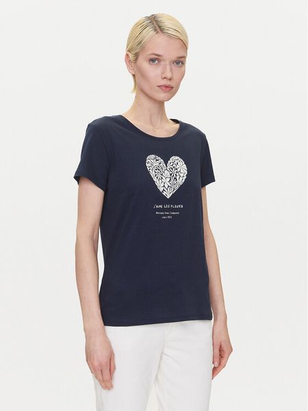 Mustang T-Shirt Alma 1016156 Granatowy Regular Fit. Niebieskie t-shirty damskie Mustang, xs, bez wzorów, z bawełny, bez kołnierzyka. Za 39.99 zł.