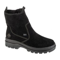 Buty Rieker Booties X8250-00 czarne. Czarne botki damskie z gumy, eleganckie, bez obcasa, bez zapięcia. Za 614.83 zł.