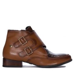 Botki Maciejka. Brązowe botki damskie Maciejka, bez obcasa, na płaskiej podeszwie, bez zapięcia. Za 449.99 zł.