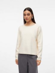 Vero Moda Sweter "Gold" w kolorze kremowym rozmiar: XS. Brązowe swetry klasyczne damskie Vero Moda, xs, ze splotem, bez kołnierzyka. Za 114.45 zł.