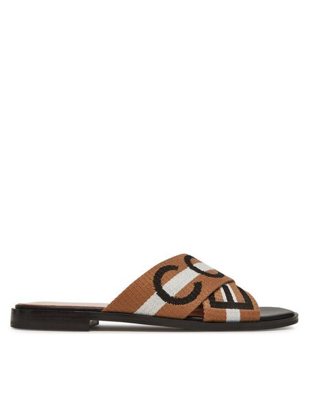 Coccinelle Klapki E4 S07 17 01 01 Beżowy. Brązowe klapki damskie Coccinelle, bez wzorów, z materiału, bez obcasa, bez zapięcia. Za 789.99 zł.