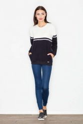 Czarna Bluza Długa Dwubarwna. Czarne bluzy damskie Figl, l, bez wzorów, z bawełny, bez kaptura. Za 219.00 zł.