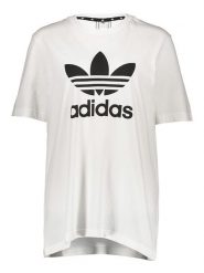 Adidas Koszulka "Trefoil" w kolorze białym rozmiar: XL. Białe bluzki damskie Adidas, xl, bez wzorów, z bawełny, bez kołnierzyka, bez ramiączek. Za 83.62 zł.
