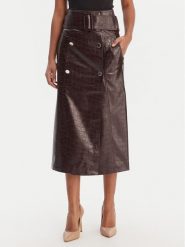 Morgan Spódnica z imitacji skóry 261-JADYNA Brązowy Slim Fit. Brązowe spódnice damskie Morgan, bez wzorów, ze skóry. Za 399.99 zł.