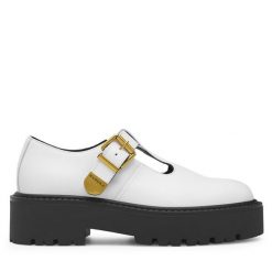 Półbuty Badura. Białe półbuty damskie Badura, bez wzorów, bez obcasa, na płaskiej podeszwie, bez zapięcia. Za 287.99 zł.