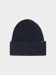 4F Czapka beanie w kolorze granatowym rozmiar: onesize. Niebieskie czapki damskie 4F, bez wzorów, ze splotem. Za 48.28 zł.