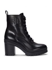 LAUREN RALPH LAUREN Trzewiki 802937826001 Czarny. Czarne botki damskie Lauren Ralph Lauren, ze skóry, bez obcasa, na słupku, bez zapięcia. Za 989.99 zł.
