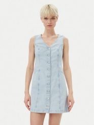 Levi's® Sukienka jeansowa Vianna Vest 001WL-0000 Błękitny Regular Fit. Niebieskie sukienki damskie bez wzorów, z bawełny, bez ramiączek. Za 219.99 zł.