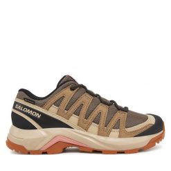 Trekkingi Salomon. Brązowe obuwie trekkingowe damskie Salomon, z gore-texu, bez zapięcia. Za 529.99 zł.