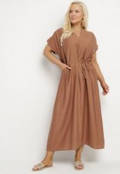 Brązowa Wiskozowa Sukienka Pudełkowa z Cienkim Paskiem i Kieszeniami Lumivorae. Brązowe sukienki damskie Born2be, bez wzorów, z wiskozy, eleganckie, bez ramiączek. W wyprzedaży za 63.74 zł.