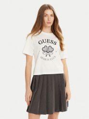 Guess T-Shirt V5GI04 I3Z14 Biały Regular Fit. Białe t-shirty damskie Guess, l, z aplikacjami, z bawełny, bez kołnierzyka. Za 99.99 zł.