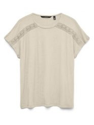 Vero Moda Bluzka w kolorze beżowym rozmiar: XS. Brązowe bluzki damskie Vero Moda, s, bez wzorów, z wiskozy, klasyczne, bez kołnierzyka, bez ramiączek. Za 48.05 zł.