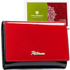 Portfel skórzany Peterson PTN 1N-445 czerwony. Czerwone portfele damskie Peterson, bez wzorów, ze skóry. Za 134.99 zł.