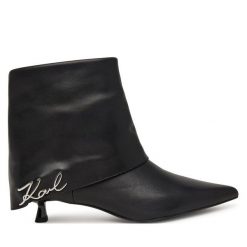 Botki KARL LAGERFELD. Czarne botki damskie KARL LAGERFELD, bez obcasa, na szpilce, bez zapięcia. Za 1,144.00 zł.