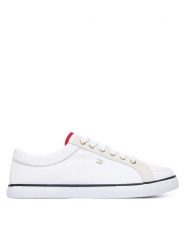 Tommy Hilfiger Tenisówki Th Low FW0FW09390 Biały. Białe obuwie sportowe damskie Tommy Hilfiger, bez wzorów, z materiału, bez zapięcia. Za 329.99 zł.