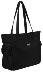 Czarny shopper bag Peterson PTN CTY-15. Czarne shopper bag Peterson, bez wzorów, z nylonu, bez dodatków. Za 89.99 zł.