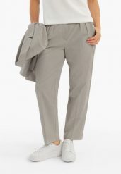 Spodnie materiałowe R-TERA. Szare spodnie materiałowe damskie Volcano, bez wzorów, z bawełny. Za 169.99 zł.