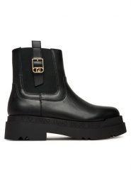 Liu Jo Botki Love 63 SF5067 P0102 Czarny. Czarne botki damskie Liu Jo, ze skóry, bez obcasa, na płaskiej podeszwie, bez zapięcia. Za 799.99 zł.