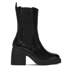 Sztyblety G-Star. Czarne botki damskie G-Star, retro, bez obcasa, na słupku, bez zapięcia. Za 449.99 zł.