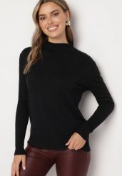 Czarny Sweter ze Stójką Mirivra. Czarne swetry klasyczne damskie Born2be, na zimę, bez kołnierzyka. Za 44.99 zł.