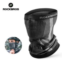 Komin maska na twarz Rockbros wiatroodporna anty UV oddychająca. Szare kominy damskie ROCKBROS, na zimę, bez wzorów, z dzianiny. Za 35.99 zł.