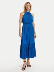 Morgan Sukienka koktajlowa 222-RAMAGE Niebieski Regular Fit. Niebieskie sukienki damskie Morgan, bez wzorów, z syntetyku, wizytowe, bez ramiączek. Za 399.99 zł.