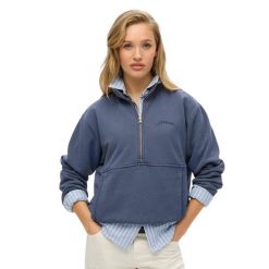 Kurtka oversize z okrągłym dekoltem dla kobiet Superdry Athletic Essentials. Niebieskie kurtki damskie Superdry, bez wzorów, bez kaptura. Za 288.40 zł.