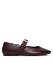 Tommy Hilfiger Baleriny Buckle Leather Ballerina FW0FW09684 Brązowy. Brązowe balerinki damskie Tommy Hilfiger, bez wzorów, ze skóry. Za 529.99 zł.