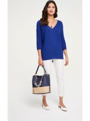 Heine Sweter w kolorze granatowym rozmiar: 44/46. Niebieskie swetry klasyczne damskie Heine, z bawełny, bez kołnierzyka. Za 95.92 zł.