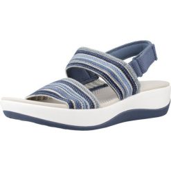 Sandały CLARKS ARLA STROLL Niebieski. Niebieskie sandały damskie Clarks, bez wzorów, z tkaniny, bez obcasa, bez zapięcia. Za 212.99 zł.
