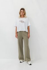 SPODNIE JESS OLIWKA M - Flawless. Białe rurki damskie Flawless, m, bez wzorów, z bawełny. Za 319.00 zł.