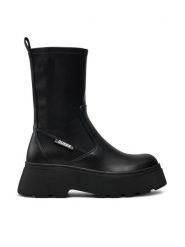 Guess Botki Nerea FLFNER ELE10 Czarny. Czarne botki damskie Guess, ze skóry, bez obcasa, na płaskiej podeszwie, bez zapięcia. Za 669.99 zł.