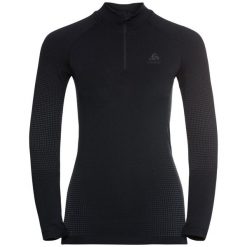 Koszulka termoaktywna damska ODLO Performance Warm half-zip turtelneck top. Czarne koszulki damskie ODLO, l, bez wzorów, bez kołnierzyka, bez ramiączek. Za 459.99 zł.