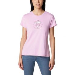 Koszulka damska Columbia Sloan Ridge Graphic z krótkim rękawem. Czerwone koszulki damskie Columbia, s, bez wzorów, z elastanu, bez kołnierzyka, bez ramiączek. W wyprzedaży za 152.10 zł.