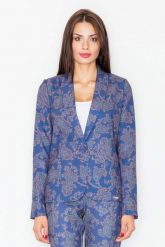 Elegancki Wzorzysty Żakiet na Jeden Guzik Wzór 32. Czarne marynarki i żakiety damskie Figl, s, bez wzorów, z materiału, eleganckie. Za 279.00 zł.