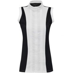 Damska koszulka polo do jazdy konnej bez rękawów Flags&Cup Diamantina. Czarne koszulki damskie FLAGS&CUP, bez wzorów, bez kołnierzyka, bez ramiączek. Za 209.50 zł.